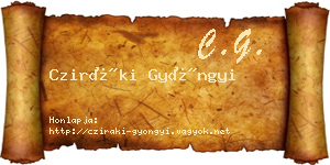 Cziráki Gyöngyi névjegykártya