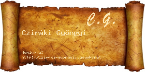 Cziráki Gyöngyi névjegykártya